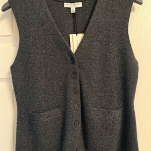 Banana Republic Women's Charcoal V-Neck Button Wool Vest